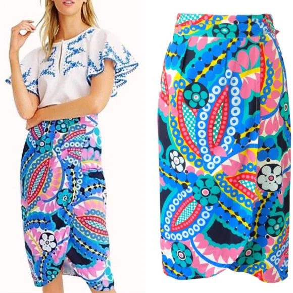 J. Crew *NWT* Women’s 100% Cotton Tie-Back Tulip Skirt, Ratti® Kaleidoscope - Picture 2 of 10